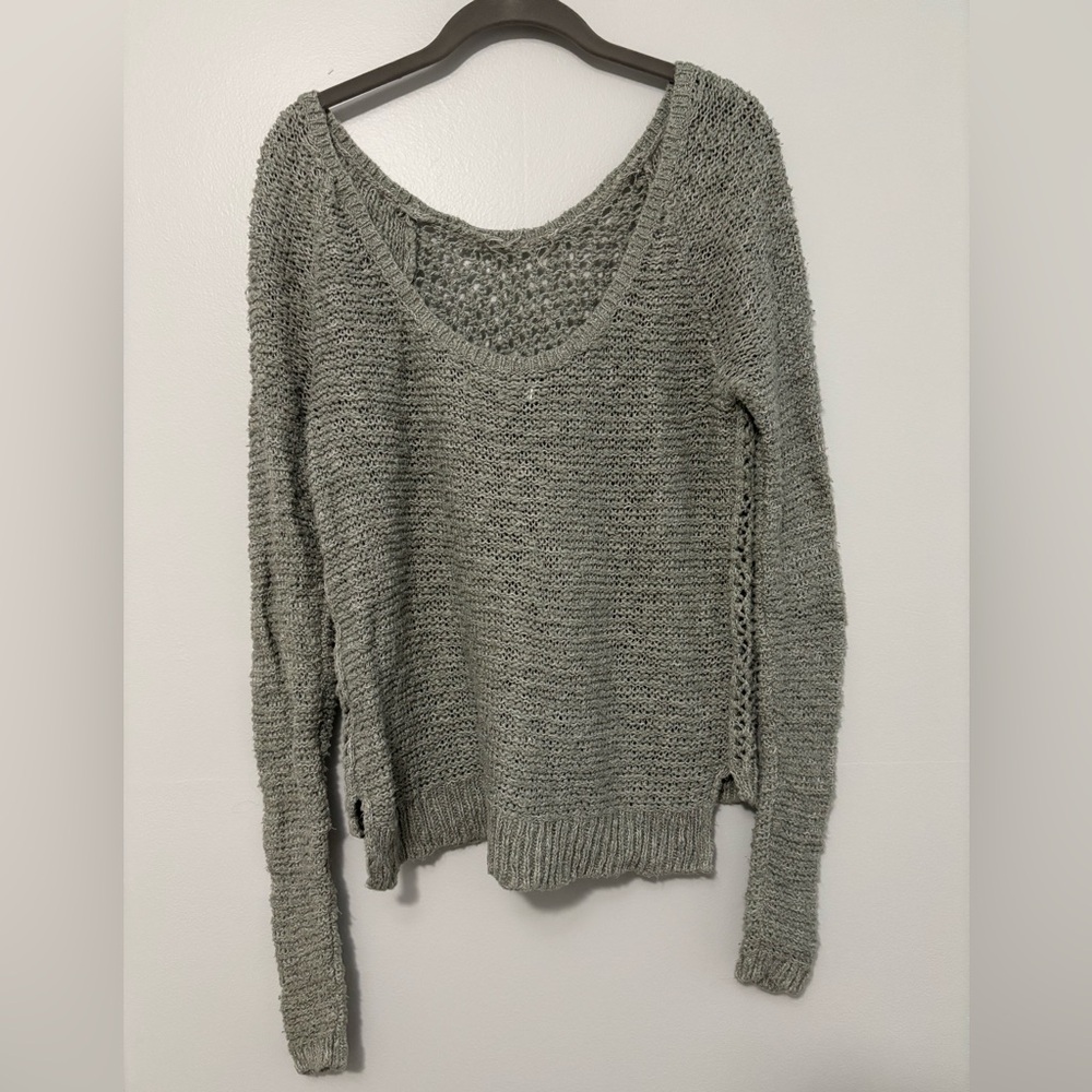 Abercrombie and Fitch distressed slouchy sweater women medium gray knit